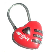 Love Shaped Wire-rope 3-digit Resettable Combination Lock (Assorted Color)