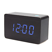4,5 "Black Wooden Design Blue Light Desktop Alarm Clock termometer (USB/4xAAA)