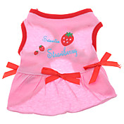 Søt Strawberry Pattern Ribbon Dekorert Dress for Dogs (Pink, XS-L)