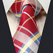 Men's Silk Check Red Necktie