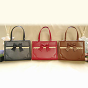 Handmade Black & Wine Red & Brown PU Leather Classic Lolita Bag with Bow and Lace