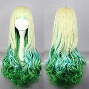 lolita peluca inspirada en elflord cremallera dorada y verde cosplay mezclado colores 75cm