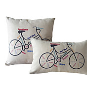 Conjunto de 2 bicicleta fronha de algodão / linho decorativa