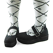 Handmade Black Suede Upper PU Leather 6cm Wedge School Lolita Shoes