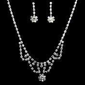 Elegante Simple Design-Legierung mit Strass Damen Schmuck-Set einschließlich Halskette, Ohrringe