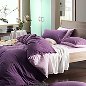 Morden púrpura / lila franela Solid Full / Queen / King de 4 piezas del Duvet cover set