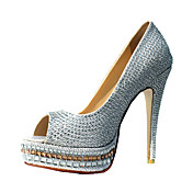 Fashion Kunstlæder stilethæl hæl Peep Toe Pumper med rhinestone Party / Evening Shoes