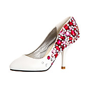 Ultra Luxurious Leatherette Upper Stiletto HeelClosed Toe With Colorful Rhinestone Wedding Shoes
