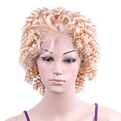 Com estiramento na Primavera Coroa Curly 16 "100% de Remy do indiano peruca cheia do laço suíço