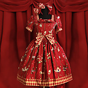 Lovely Amusement Park Short Sleeve Knee-length Red Cotton Sweet Lolita Dress