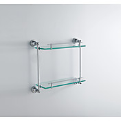 Chrome Wall Stile moderno finitura in ottone montato Doudle ripiano in vetro livello