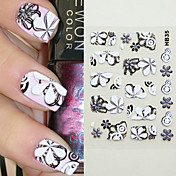 5PCS Mixed-style 4D Nail Art Stickers HB Series Black Cartoon Transparent