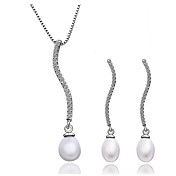 Vakre Cuprum Med Cubic Zirconia / Pearl kvinner smykker Set inkludert kjede, øredobber