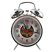 patrón de metal de doble luna campanas del reloj de alarma analógica (plata, 1xAA)