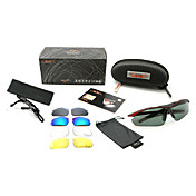 Topeak Sport Radfahren Polarized Gläser mit TR90 Frame (Schwarz und Rot Frame, Vier Lens) TS001 BR