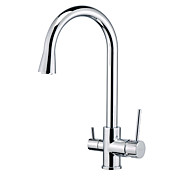 Estilo contemporâneo acabamento cromado torneira da cozinha de bronze centerset