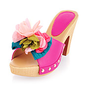 Lær Chunky Heel sandaler med Flower Party / Evening Sko (Flere farger)
