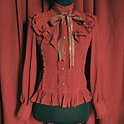Moon's Elegy met lange mouwen Rood Katoen Retro Style Aristocrat School Lolita Blouse