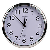 Silver Round Plastic analógico de cuarzo reloj de pared