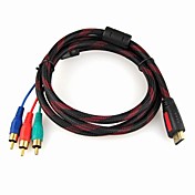 Gold Plated HDMI 1.3 Version Male to 3RCA Male Cable(1.5m, Red & Black)