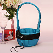Cesta de la flor de satén azul con Sash Negro