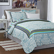 3PCS Celeste Blue Floral Cotton Königin Quilt Set