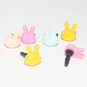 Lovely Rabbit Head 3.5 MM Plastic Anti-dust Earphone Jack for iPhone and iPad