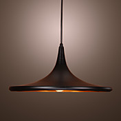 60W de aluminio Contemporáneo colgante de luz con la sombra Negro