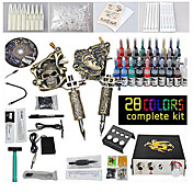 2 Carved Tattoo Machine Guns Kit Liner and Shader