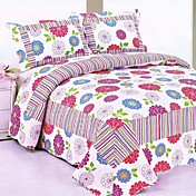 3pcs mehrfarbigen floralen gewaschener Baumwolle Decke gesetzt