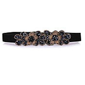 Damenmode Double Black Diamond Flower Elastic Belt