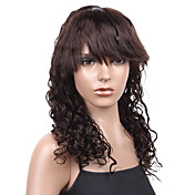 Silk Top 100% Indian Remy Hair 16 Inch Natural Black 3cm Curly Full Lace Wig With Bangs