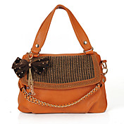 Women's Retro Style Woven Chain PU Satchel(37*26*9cm)