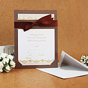 Classic Wedding Invitation With Burgundy Ribbon (Set of 50)