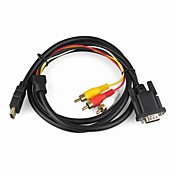 HDMI 1.3 Version Male to VGA+3RCA Male Cable (1.5m, Black)