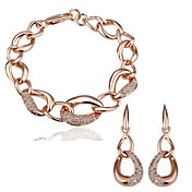 Unique 18K Plated With Rhinestone Women's Jewelry Set Including Bracelet,Earrings