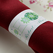 Personalisierte Paper Napkin Ring - Green Flower (Set von 50)