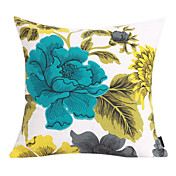 Flor azul de algodão fronha decorativa