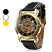 Männer hohl Style PU Analog Water Resistant Mechanische Armbanduhr (farbig sortiert)