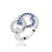 Encantador Design Corações Platinum Crystal Ring Chapada (mais cores)