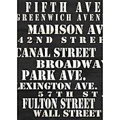 Printed Art Words NYC Streets by Willow Way Studios, Inc.