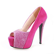 Chic Suede Stiletto Heel Peep Toe With Sparkling Glitter Party / Evening Shoes