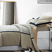 5pcs blau ärgern Stickerei Bettwäsche Bettbezug Set