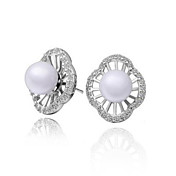 Einzigartige Rose Gold / Platinum Plated Blume Cut Perlen Ohrringe (mehr Farben)