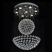50W Modern Crystal Pendant Light with 7 Lights and Crystal Beaded Globe Decor (GU10 Base)