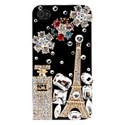 Torre Crystal-Studded Nera Custodia per iPhone 4 e 4S