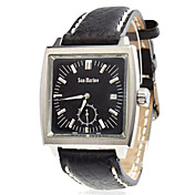 Hombres Estilo Calendario analógica cuero reloj de pulsera mecánico (Negro)