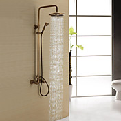 Antique Brass Shower Faucet with 8 inch Shower Head + Hand Shower
