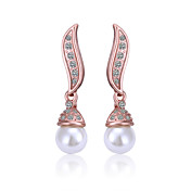 Elegante rosa placcato oro Orecchini di perle rotonde