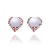 Lovely Rose Gold / Platinum placcato cuore tagliato orecchini di perle (più colori)